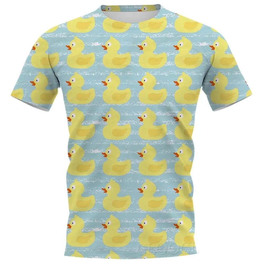 Módní malá žlutá kachna kreslený vzor 3D tištěné pánské tričko Street Fashion Harajuku s výstřihem do O Pohodlné letní topy