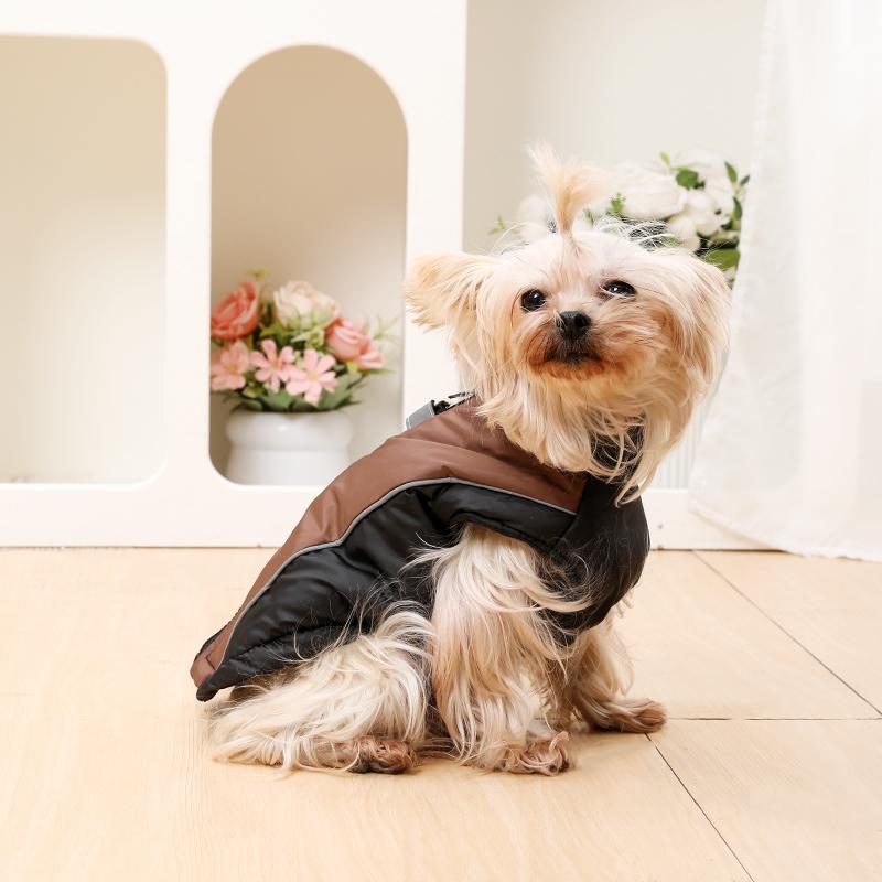 Winddichte Hundekleidung für den Außenbereich für kleine und mittelgroße Hunde mit D-Ring, warme Welpenjacke, Yorkshire-Schnauzer-Haustierkostüm