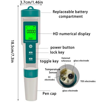 Drinking Water Tester PH/ORP/EC/TEMP/SALT/S.G/TDS Water Tester Portable Test Meter for Drinking Water, Aquariums,Swimmg Pool