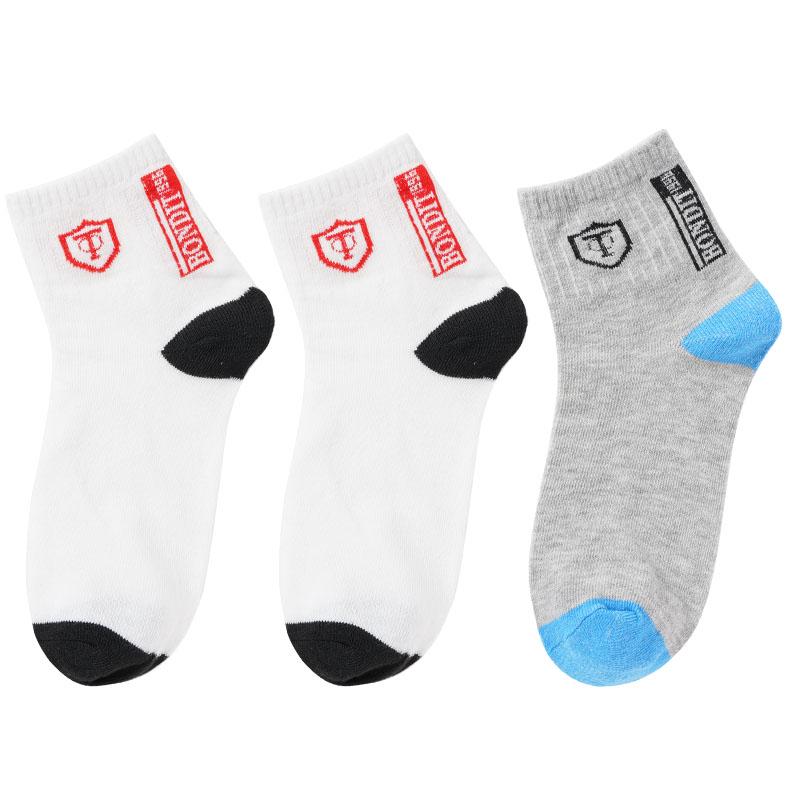 3 Par Herr Casual Mellanlånga Strumpor Tryckta Sköldmönstrade Strumpor Sport Svettabsorberande Bekväma Strumpor