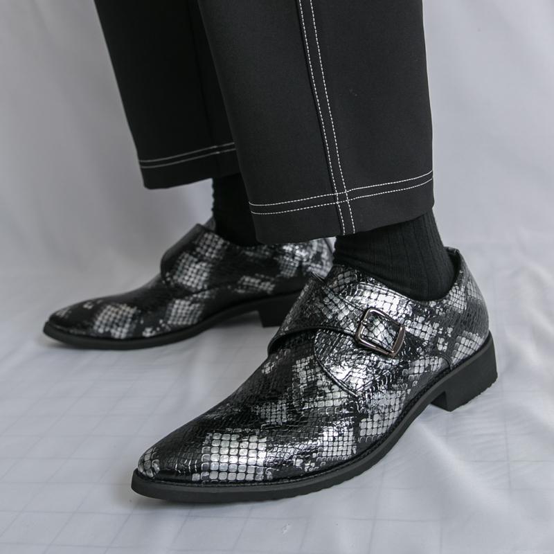 Men Printing Monks Loafers Shoes Wedding Party Shoes Casual Formal Business Leather Dress Prom Nightclub Shoes Plus Size