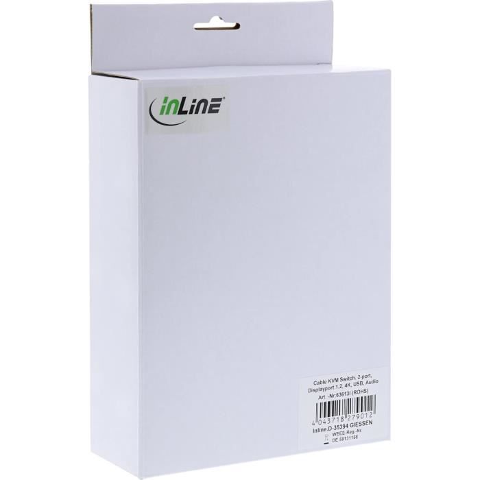 Commutateur kvm - inline - 63613i - usb displayport 2 voies - résolution 3840x2160 - blanc