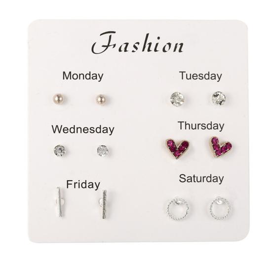 6 Paar Ohrstecker für Damen, Schneeflocke, Herz, Stern, Blatt, künstlicher Edelstein, Schmuck, Geschenk
