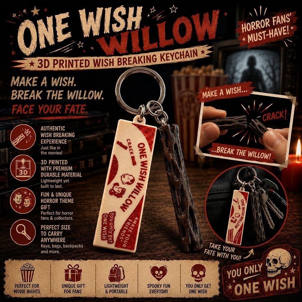 One Wish Willow Stick and Box, 3D Printed Wish-Making Snap Stick for Horror Movie Fans Gift, Fun Party Lucky Charm