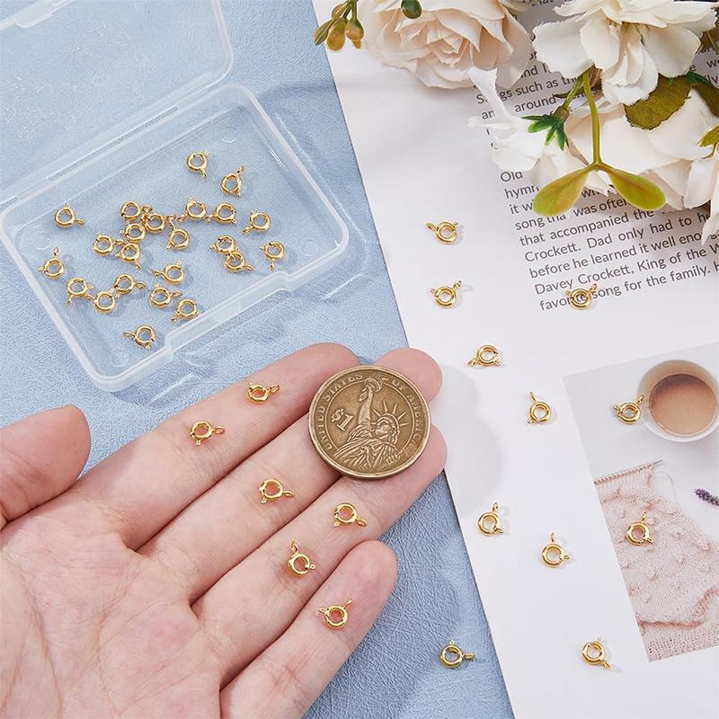 18K Gold Plated Spring Clasps Brass Round Clasps Open Ring Jewelry Spring Clasp Connector for Brecelet Neckalce Jewelry DIY