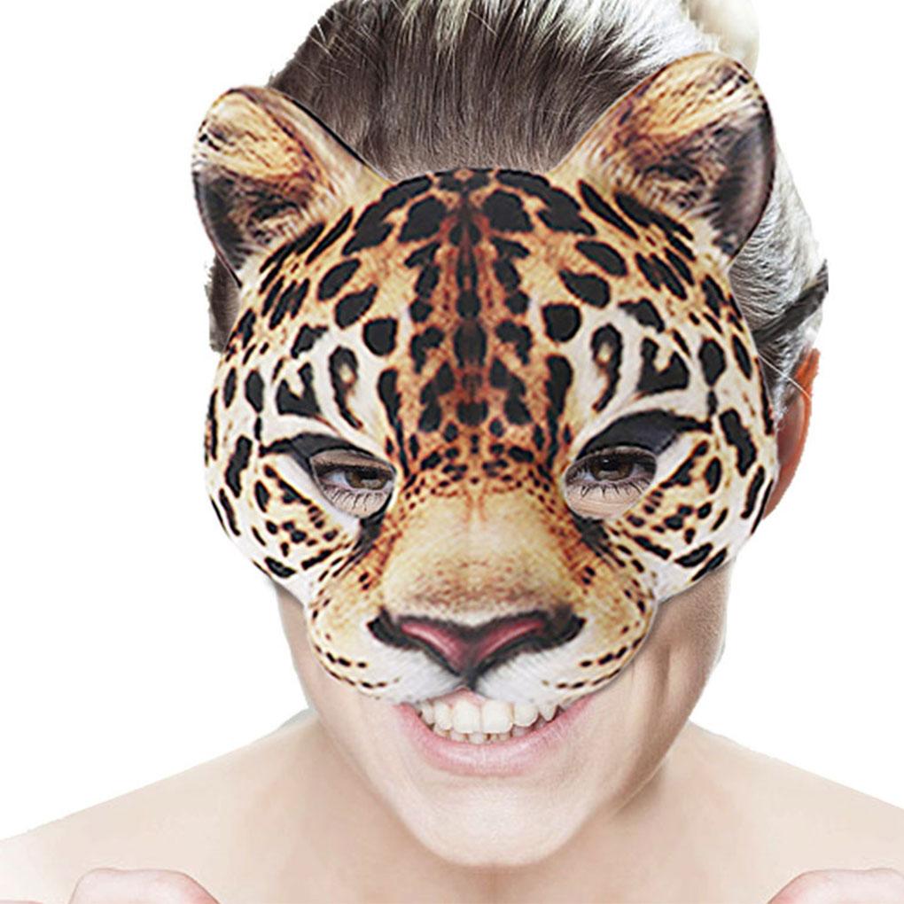 Halloween Mask Semi Leopard Print Mask Realistic Patterns EVA Men And Women Decorative Carnival