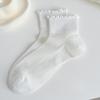 Silk-silk Wooden-ear Short Booties for Women in Summer, Lightweight Mesh Breathable Low-top Lace Women's Short Socks