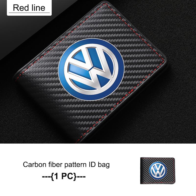 RUN1 For Volkswagen VW Carbon Fiber Car Men's Card Bag Storage With Multiple Cards Polo Jetta Sagitar Magotan Passat B5 B6 B7 CC