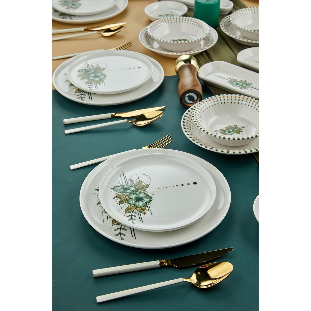 Lux Seramik Artless 18-teiliges Frühstücksset für 8 Personen, Rosa