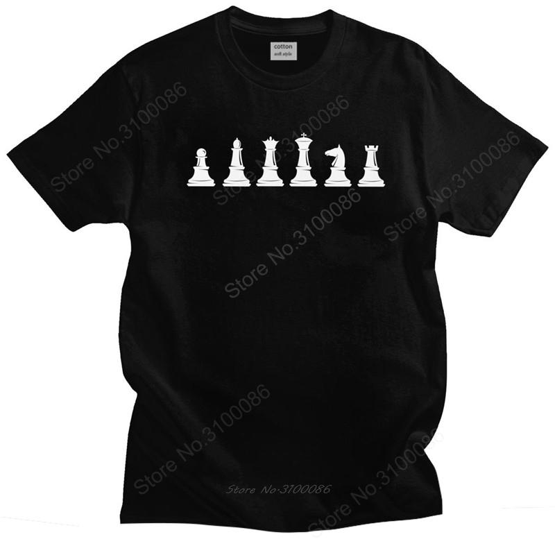 Novelty Urban Fashion Chess Figures Schachfigure T Shirt Men Short Sleeve  Cotton Tshirt Crew Neck Leisure Board Game Tee