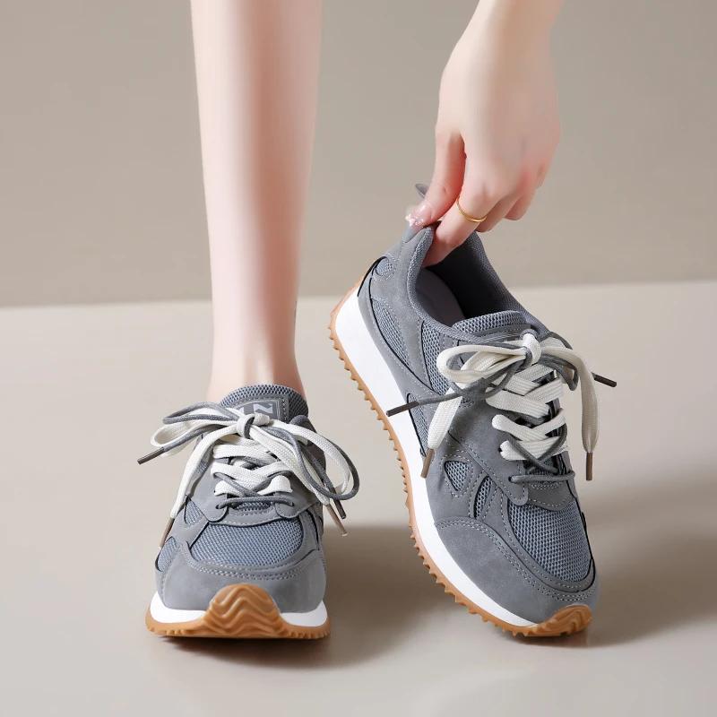 Fashion 2025 New Ladies Shoes Lace-up Women's Vulcanize Shoes Fashion Mesh  Hot Sale Outdoor Slip-Resistant Casual Breathable Sneakers
