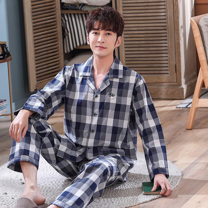 Comfortable Cotton Long Sleeve Couple Pajamas Set for All Seasons