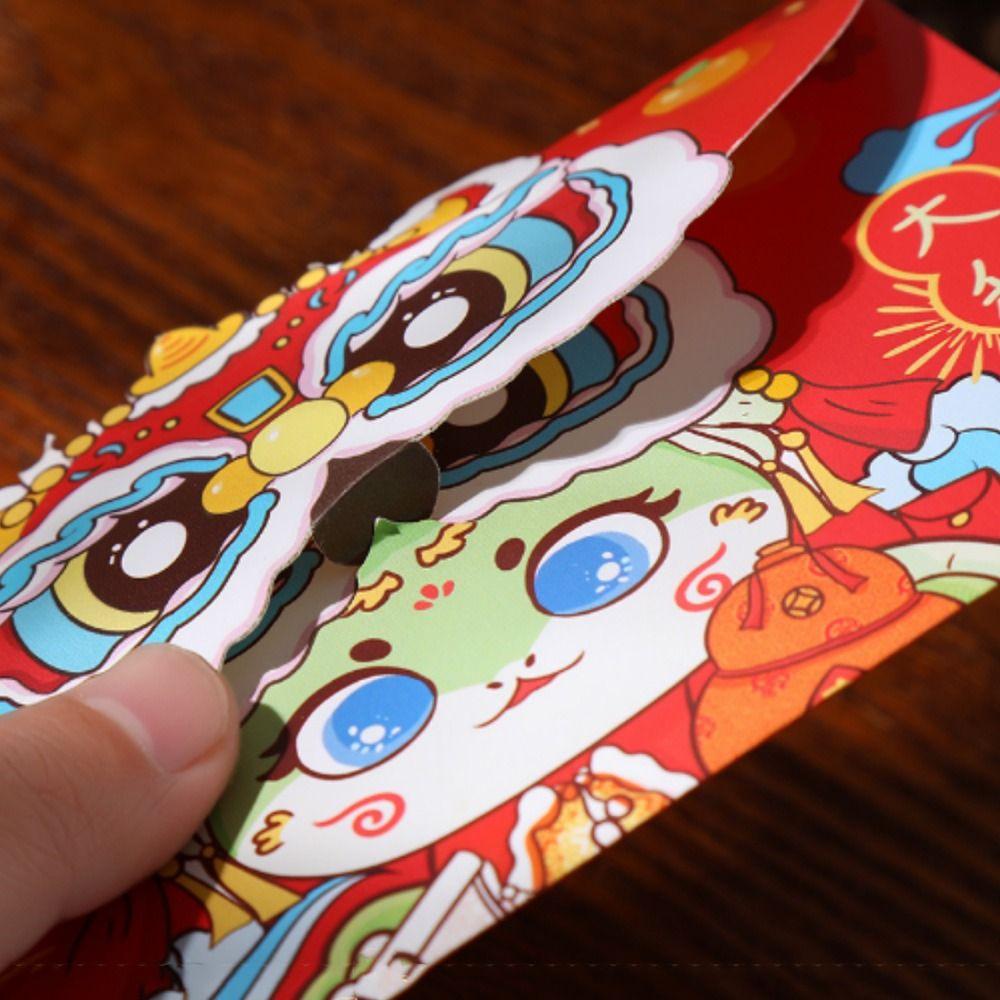 6pcs/set Cartoon Red Packet Lion Dance Good Luck Pocket Cute Red Envelope Bonus