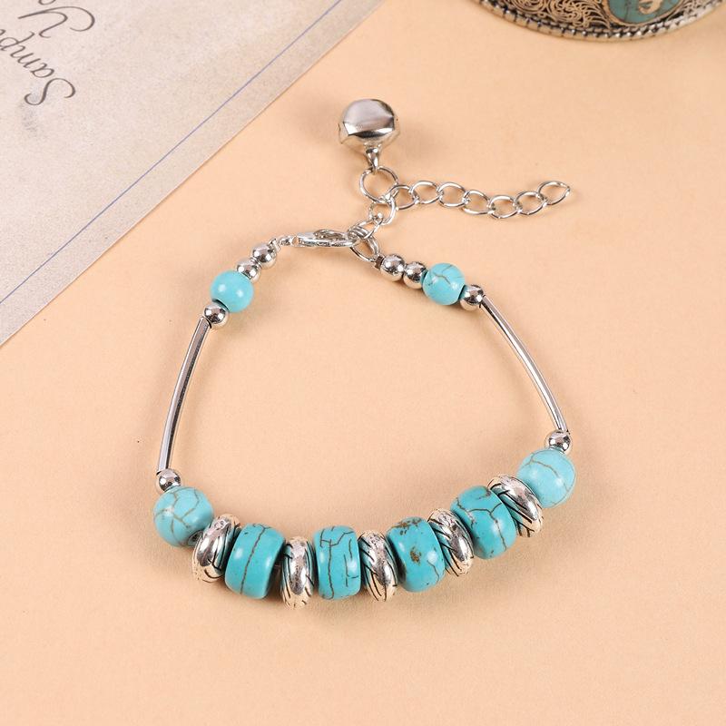 Original Handmade Turquoise Tibetan Silver Small Fish Bracelet Bohemian Retro Personality Bells Miao Silver Bracelet Women
