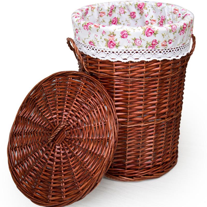 Large Size Wicker Clothes Storage Basket Covered Design for Restaurant Use Dirty Clothes Organizer Retro Style Family Storage...