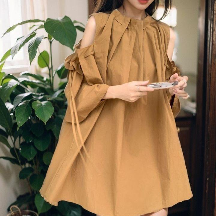 

Loose Sleeveless Hang Neck Vest Women s Summer Fashion Polyester Casual Shirt Korean Style Outerwear Thinming Doll Top 3XL кавовий