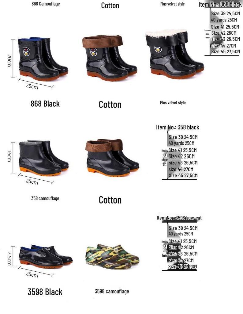 Men's Non-Slip Water-Resistant Work Boots: High-Top, Thick, Durable, Velvet-Lined for Construction and Kitchen Safety