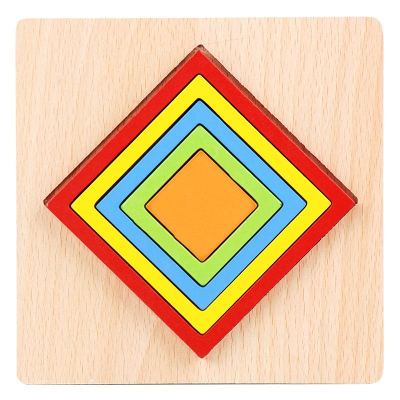 Wooden Baby Early Education Puzzle Toy With 5 Shapes Square