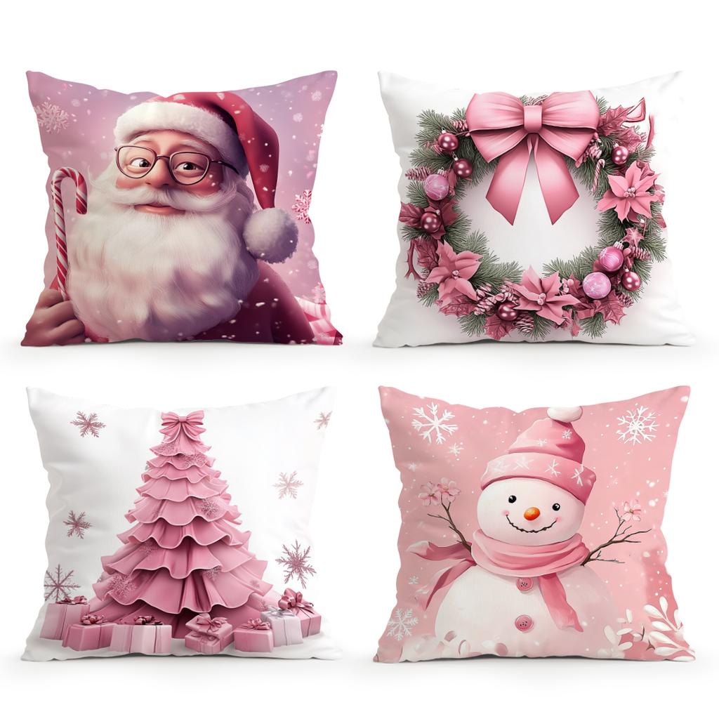 Modern Pink Christmas Pillowcase Bedroom Sofa Cushion Cover 100% Polyester Living Room Cushion Pillowcase Home Decor