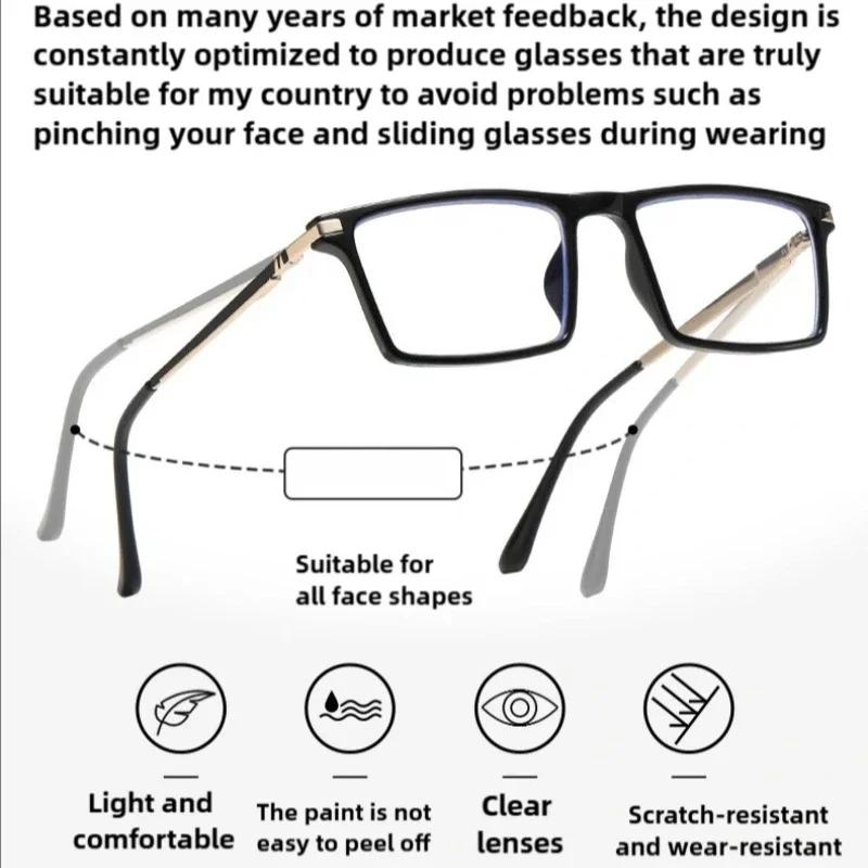 Square Multifocal Photochromic Presbyopia Eyewear for Men Women Progressive High-definition Reading Anti Blue Light Eyewear