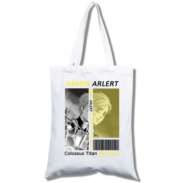 Anime Attack On Titan Canvas Bag for Women Funny Shopping Bag Ulzzang Eco-Friendly Large Capacity