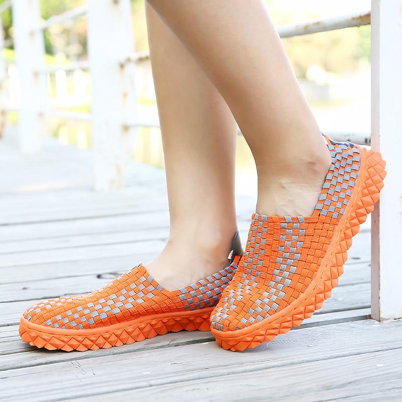 

Летняя мужская пляжная обувь с оплеткой, женские повседневные тканые слипоны на уличной теннисной обуви на плоской подошве для пар 39 оранжевый