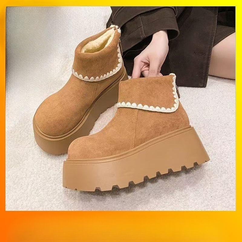 

Versatile Shoes, Thick-soled Shoes, Height-increasing Snow Boots, New Retro Casual Ankle Boots for Women 35