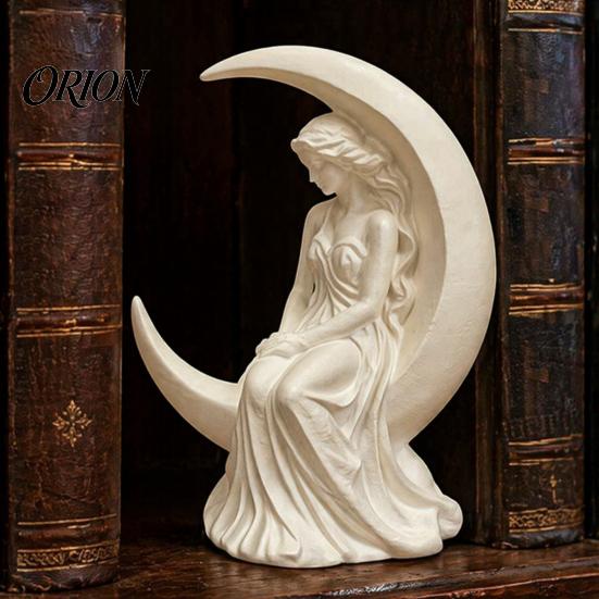 Elegant Handcrafted Home Ornaments Moon Girl Figurine, 3D Printed Mystical On Crescent Small Statue for Tabletop Statue, Collectible Sculpture Bedroom