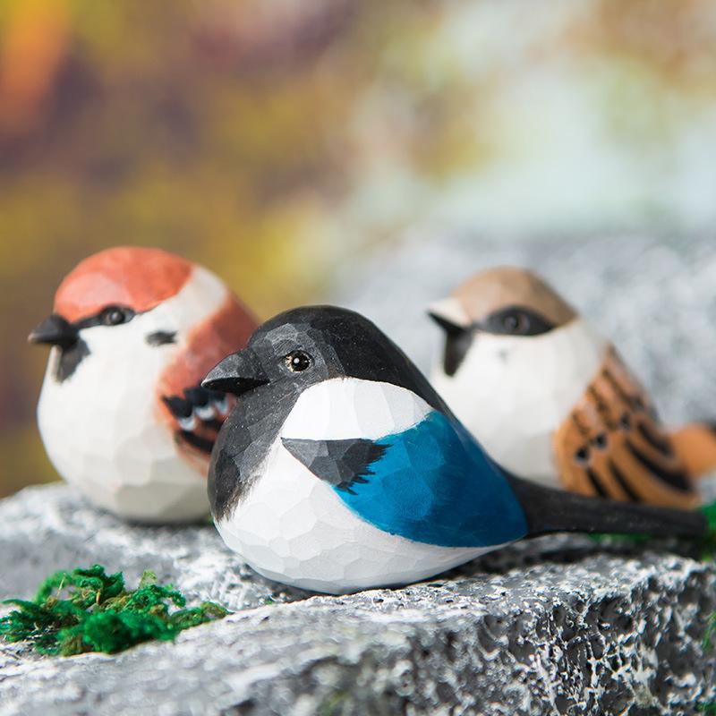 Ornaments Nordic-style Wooden Carvings Animals Birds Crafts Interior statue Cute Home Decorations Office Desktop Accessories