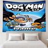Custom Name Dog Man Print Tapestry, Backdrop, Easy Setup, Ideal for Bedroom, Office & Living Room, with Aesthetic Wall Hanging Decor.