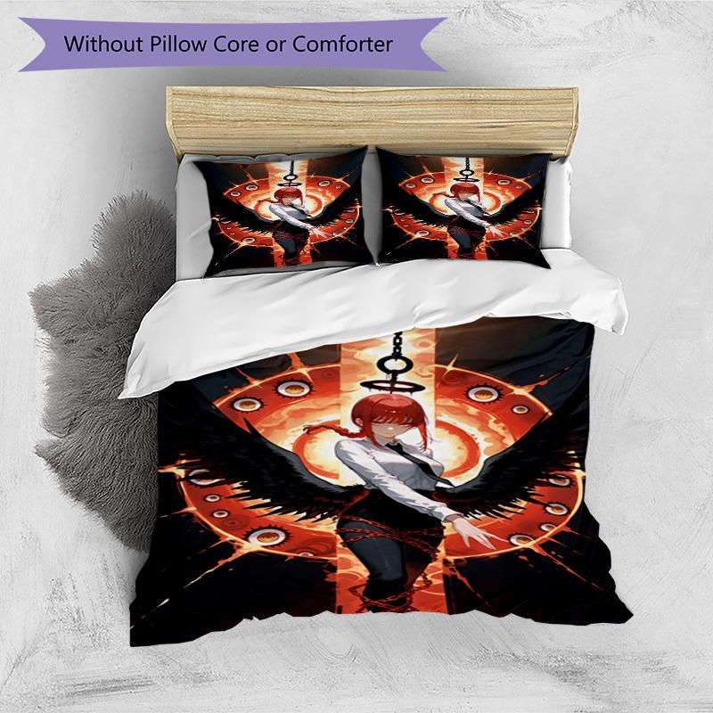 3-teiliges Bettbezug-Set (1 * Bettbezug + 2 * Kissenbezug, ohne Kern), Makima Chainsaw Man Druck Bettwäsche Set, Schlafzimmer Dekoration, Ganzjahres, Geburtstagsgeschenk