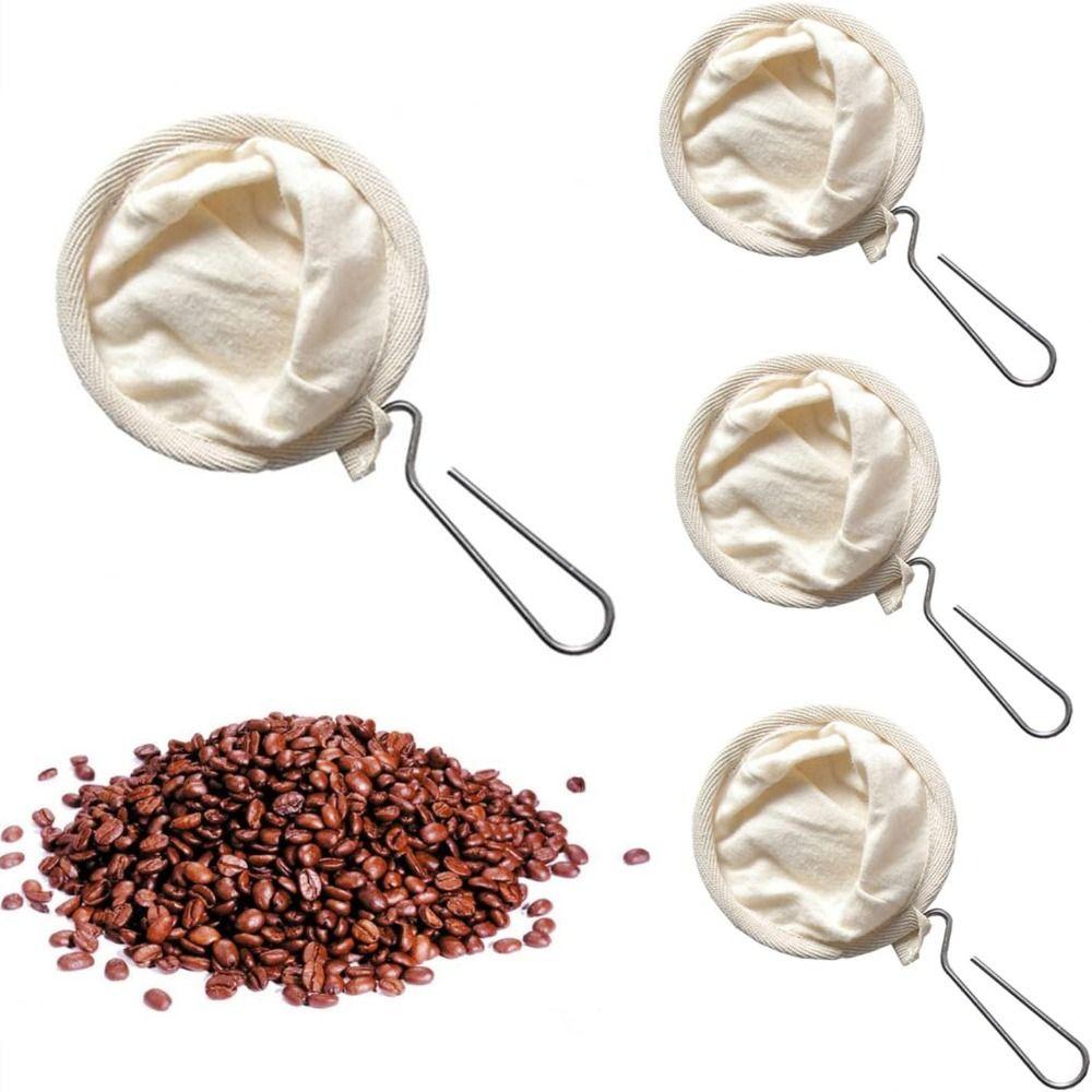 Reusable Coffee Strainer Pouch Stainless Steel Handle Tea Filter Dripper Coffee Filter Sock  Home