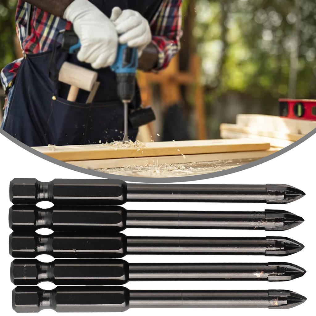 Marble Porcelain Brick Ceramic Glass Tile Hex Shank Drill Bits Black Triangular YG6X Alloy 74mm Multifunctional