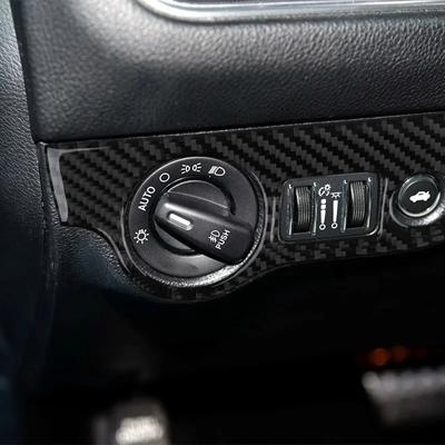 Für Dodge Challenge 2015 2016 2017 2018 2019 2020 21 Zubehör Kohlefaser Innenraum Scheinwerferschalter Panel Dekorationsaufkleber