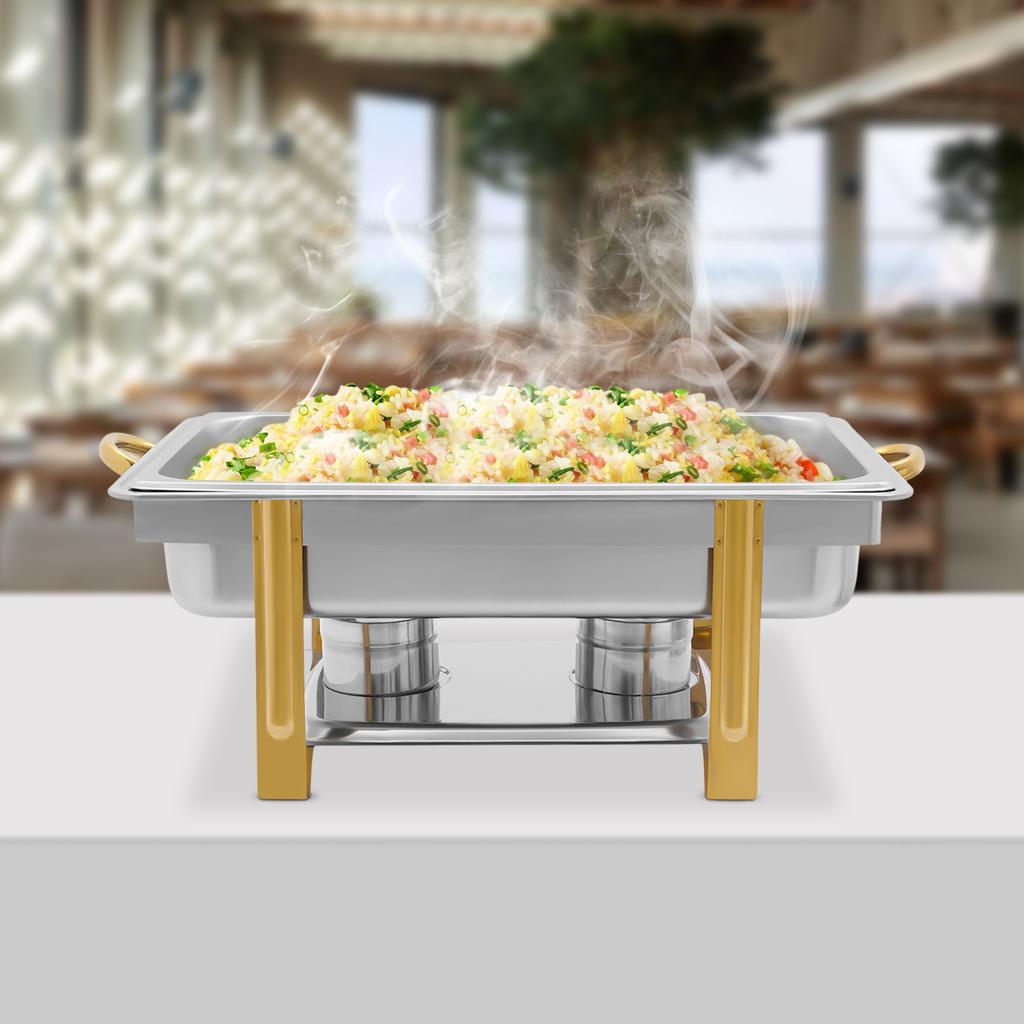 9L Rectangular Chafing Dish Food Warmer Container with Lid Stainless Steel Chafer Chafing Dishes Buffet Set for Hotel Catering