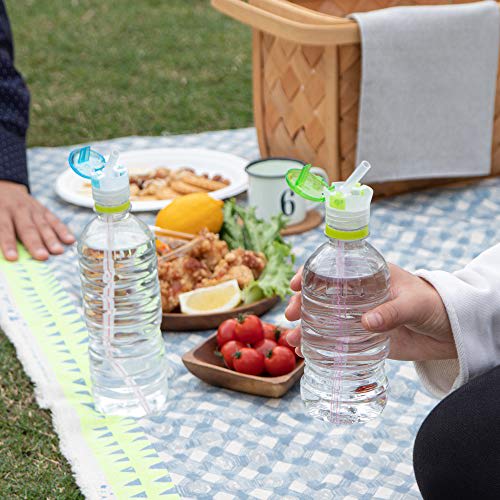 Strix Design Pocket Straw, Made in Japan, with Adjustable Joint and Replacement Straw, Blue, One-Handed Opening, One-Touch Opening, PET Bottle Straw C