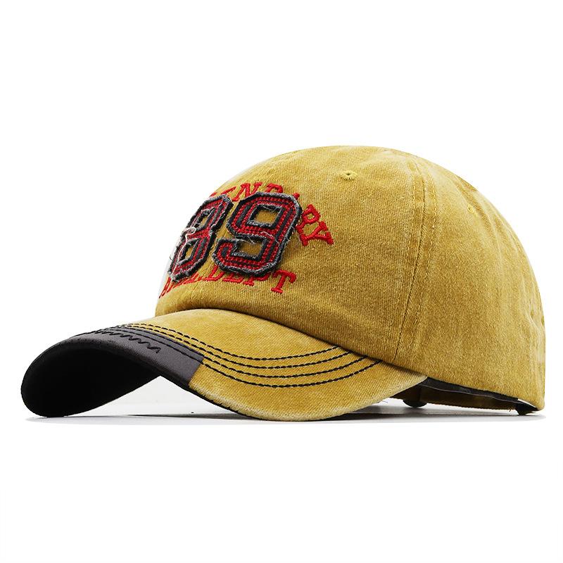Washed cotton three-dimensional embroidered baseball cap Washed old letter cap