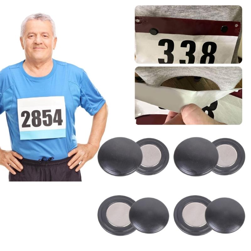 4 Pairs Running Bib Magnets Secure No Sew Magnetic Clip Round Shape For Running Race Number Attachment