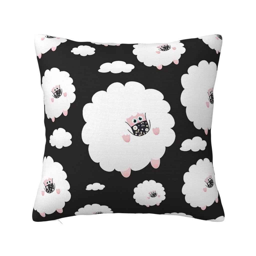 Masked Sheep In The Sky Black Square Pillowcase Pillow Cover Polyester Cushion Decor Comfort Throw Pillow for Home Living Room