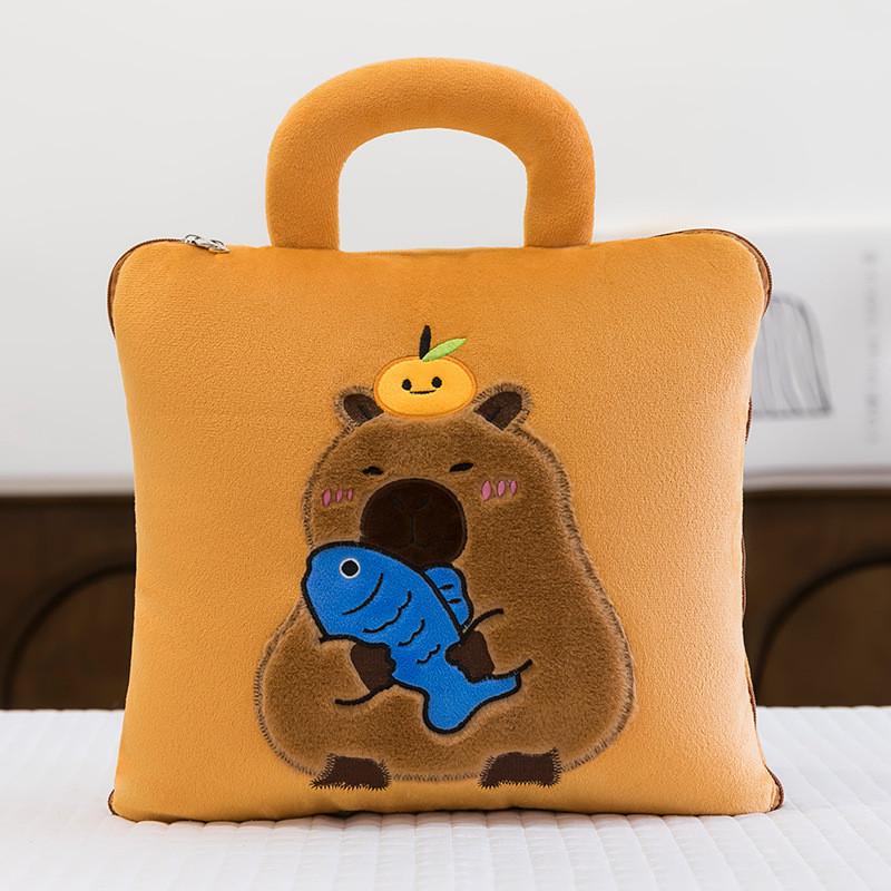 Capybara 2in1 Cartoon Quilt Office Nap Pillow Car Blanket Multifunctional