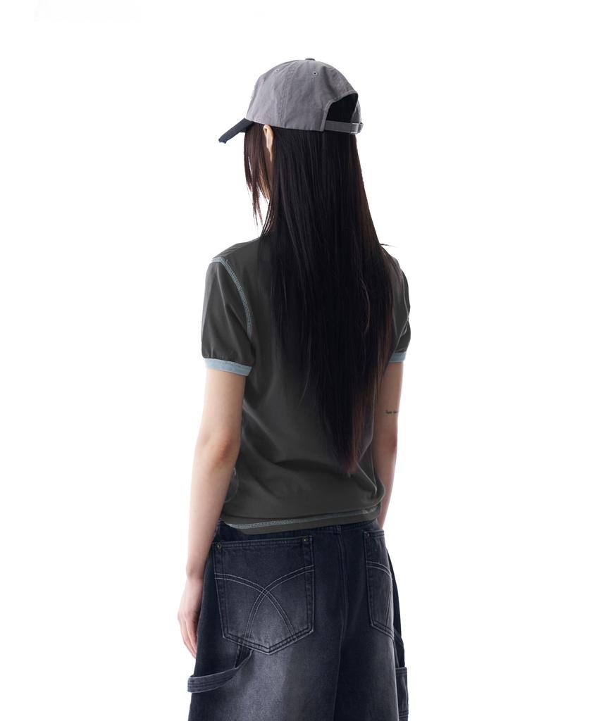AAKAM Cracked Sun Ringer Top (Dark Gray)