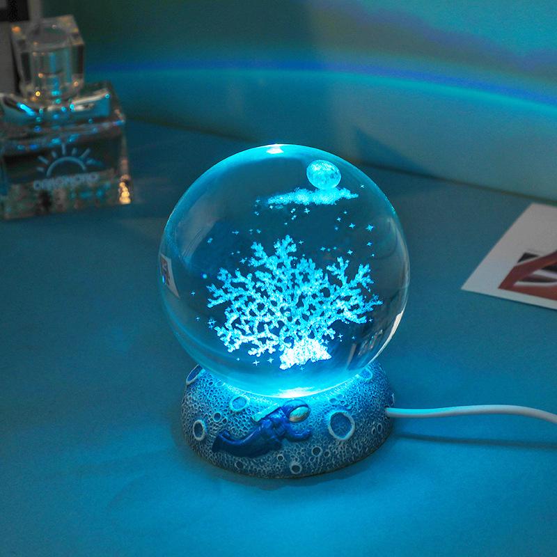 3D Crystal Ball Night Light - Creative Luminous Desktop Ornament, Perfect Gift for Boys, Students' Birthdays