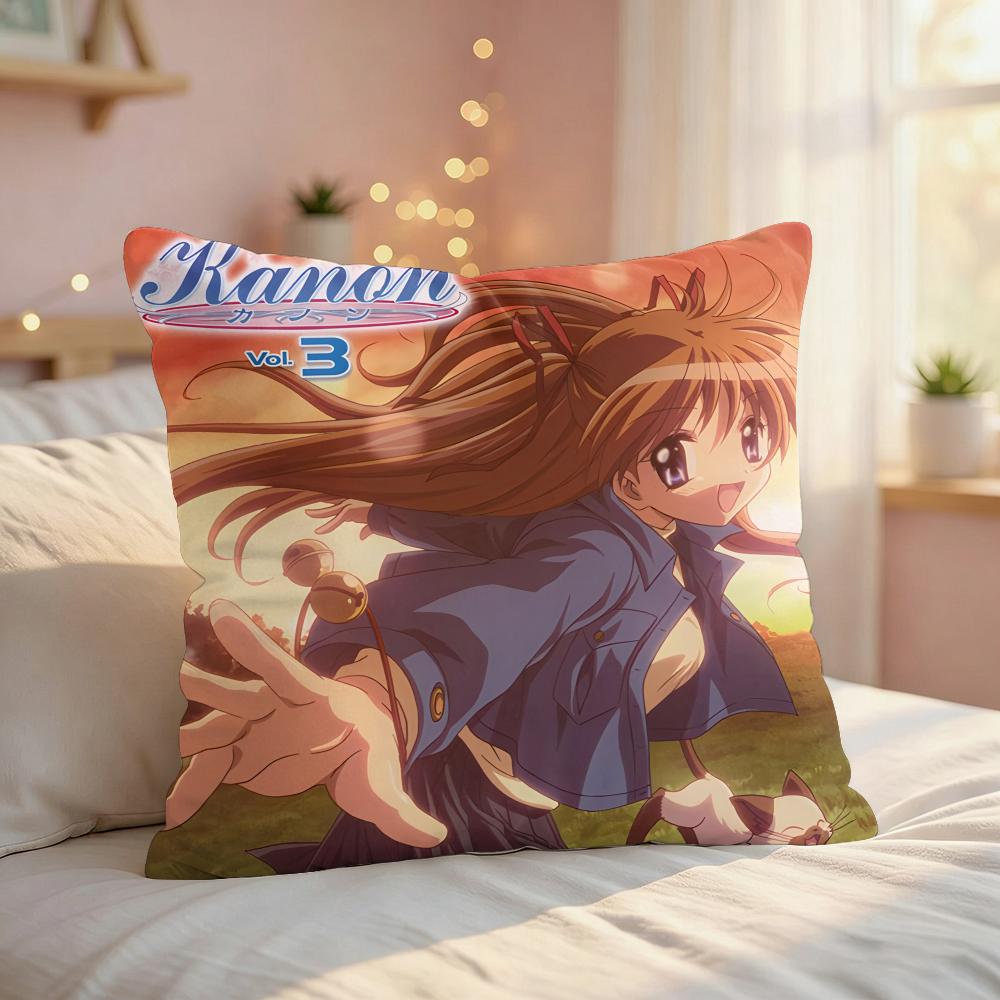 Kkanons Anime Cute Cushion Cover Silky Short Plush Invisible Zipper Dustproof Sofa Pillow Case For Home Decor
