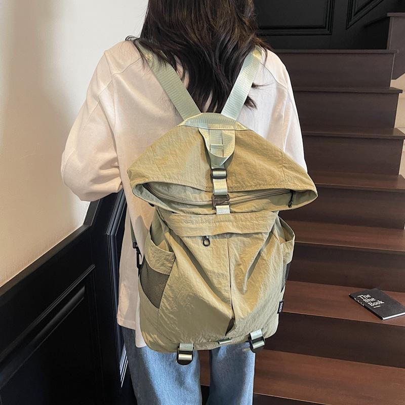 Nylon Bag Women's Large Capacity Multi-Use Shoulder Bag Student Crossbody Bag Solid Color Backpack