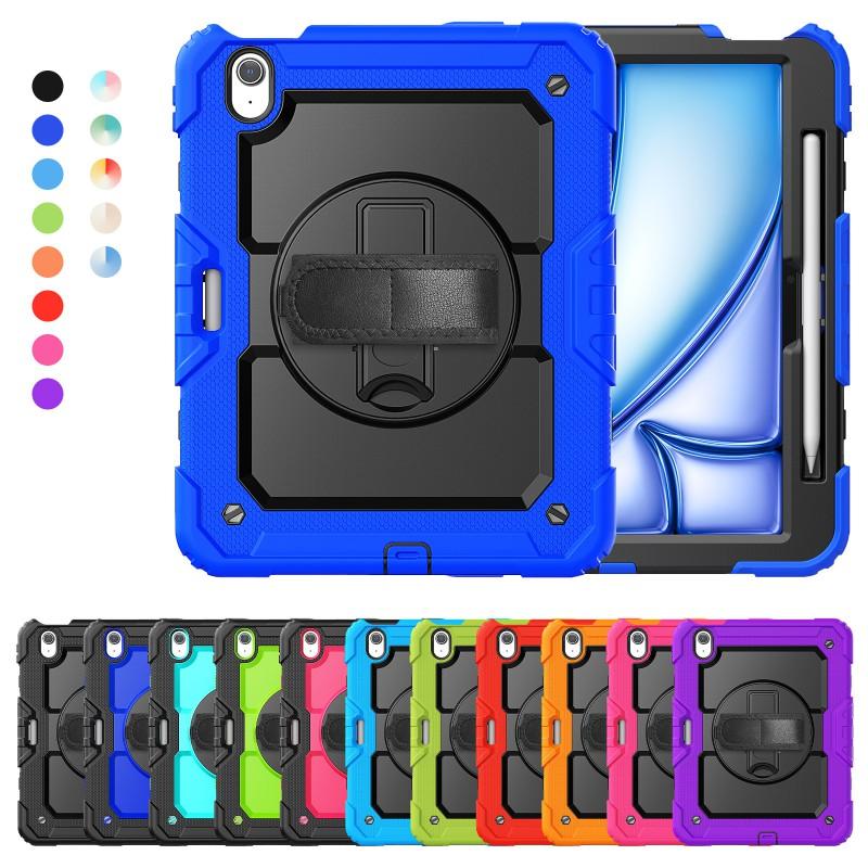 IPad Air 11 Inch Case M4 M3 M2 Silicone Hard Shell 360 Rotating Stand Handheld Portable