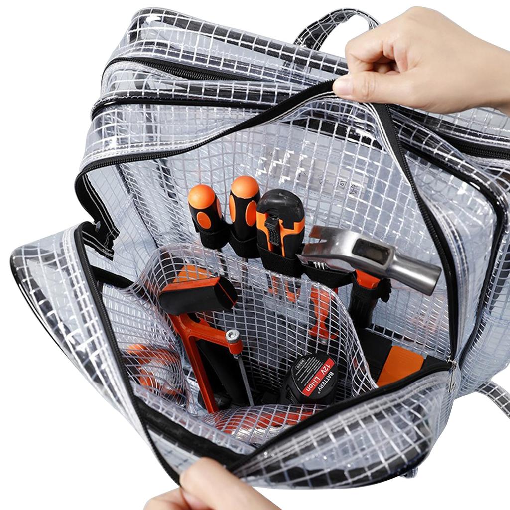 NOTAG Transparenter Rucksack, Ingenieurstasche, Werkzeugtasche mit Haken, Große Kapazität, PVC Antistatisch, Reinraum-Werkzeugtasche, A4-Format, Vinyl, Große Kapazität,
