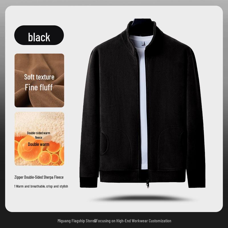 Premium Merino Wool Hooded Sweatshirt with Custom Logo - Autumn/Winter Double-Sided Fleece Jacket