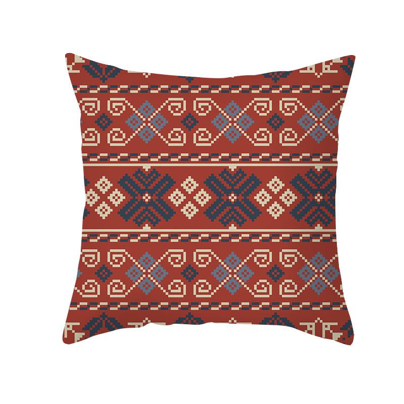 National Throw Pillow Cover With Striped Pattern Soft Plush Fabric Suitable For Home Retro-Style Living Room Cushions Cover