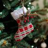 Yousheng Christmas Tree Ornaments Buffalo Plaid Stocking Sweater Hat Hanging Decoration for Holiday Tree Home Decor