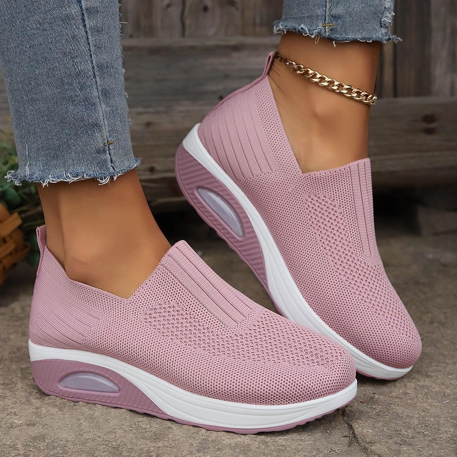 

Women s - Cushion Breathable Knit Casual Shoes 36 рожевий